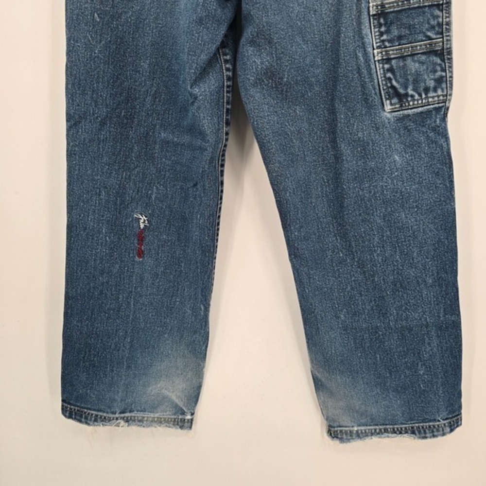 Vintage Fubu Carpenter Jeans Baggy Fit Denim Utility Pockets Blue Mens W36 XL34 - Picture 9 of 16